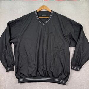 VTG FootJoy Golf Pullover Windbreaker Jacket Mens XL Black Whitetail Logo V Neck